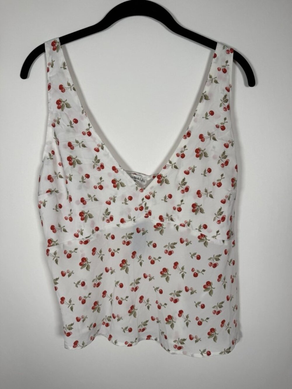 NEW Abercrombie & Fitch white Cherries babydoll festival tank top coquette L